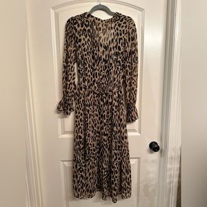 Print Sheer Midi Dress